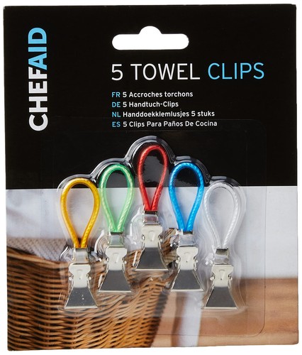 Chef aid tea towel clips - tea, multi
